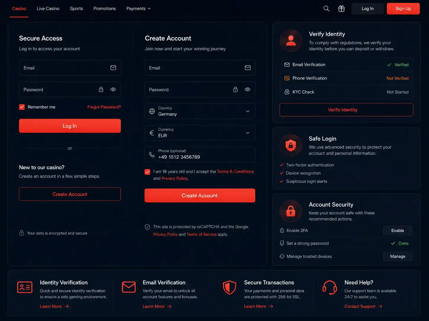 N1Bet registration e accesso all’account